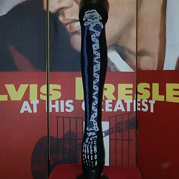 Too Fast Blue & Purple Sugar Skull Art Skelton Leg Bones 19" Rolled Knee Socks - Picture 5 of 8